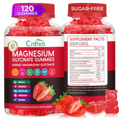 CNFHDI magnesium glycinate gummies strawberry bottle supports sugar-free daily supplementation.