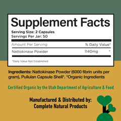 Complete Natural Products nattokinase made in the USA.