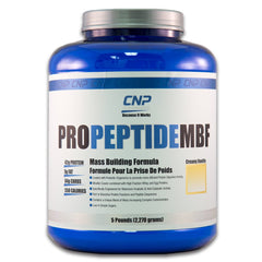 CNP Performance ProPeptide MBF vanilla bottle showcases mass-building protein power