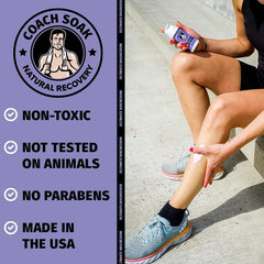 Lavender oil in Coach Soak lotion suggests a calming, relaxing experience.