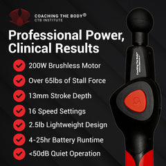 Coaching The Body Muscle Liberator 3 rotating-head enables angle adjustments for deep muscle work.