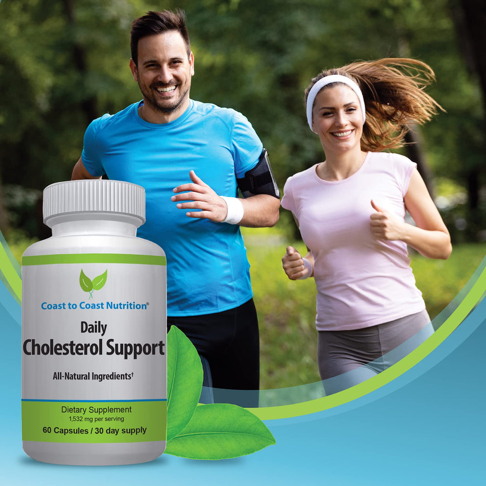 Close-up of Coast to Coast Nutrition capsules suggests simple, convenient LDL-conscious daily use.