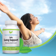 Coast to Coast Nutrition Daily Lung Cleanser capsules closeup shows easy-to-swallow form.