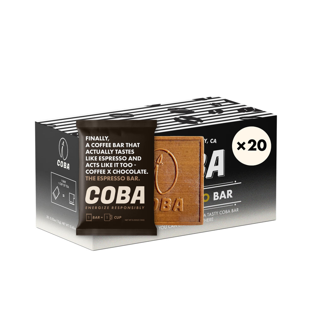 COBA caffeinated coffee chocolate espresso bar offers a convenient energy boost on the go.