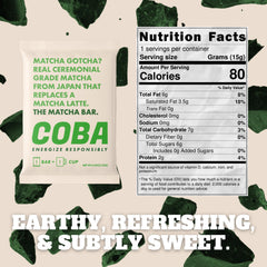 COBA matcha chocolate bar highlighting antioxidant energy for daily routines