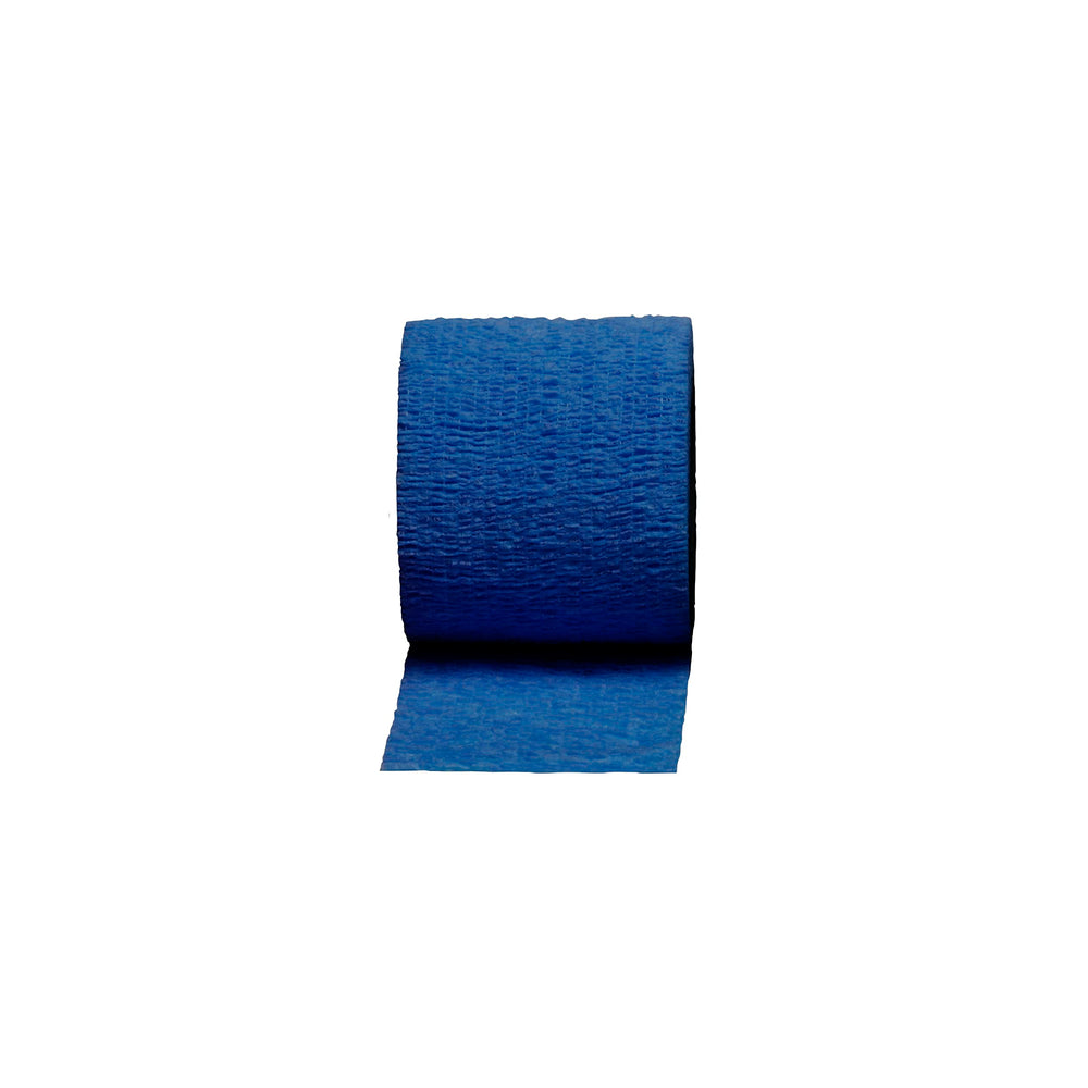 Coban NL blue non-latex wrap demonstrates self-adherence for secure dressings.