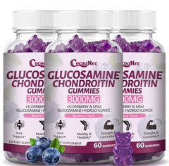 CocoaNee glucosamine chondroitin gummies bottle closeup for joint support.