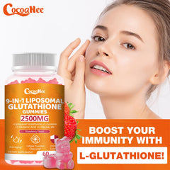 CocoaNee Glutathione Gummies on a shelf display highlighting convenient daily use.