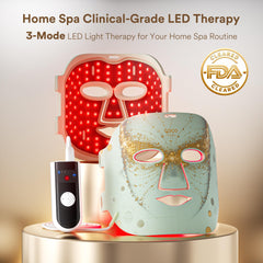 COCO CORALIA blue light therapy face mask close-up highlighting dual wavelengths