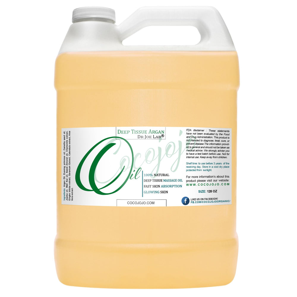 Cocojojo Deep Tissue Massage Oil bottle with natural carrier oils for smooth massages