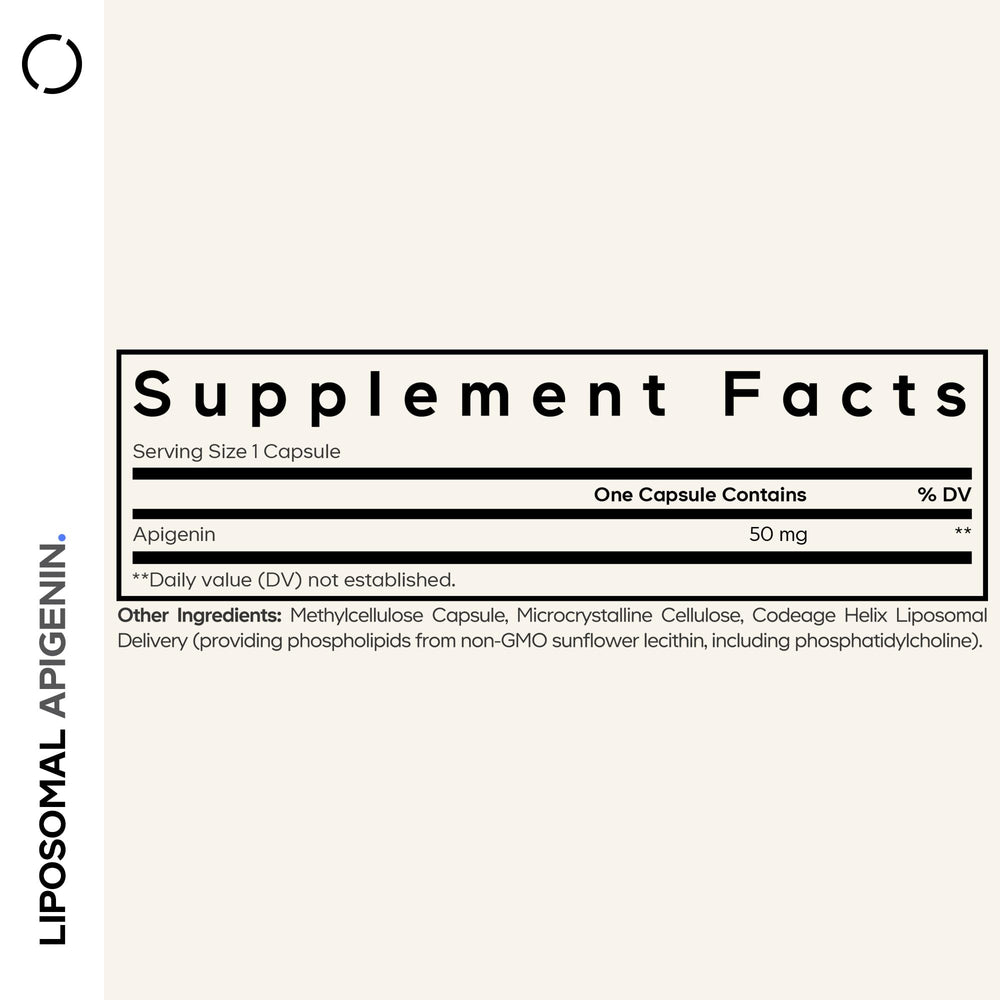 Codeage apigenin capsule sideview showing the compact daily dose