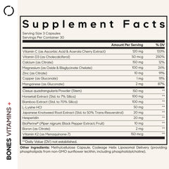 Codeage Bones Vitamins+ label close-up highlighting D3 and K2.