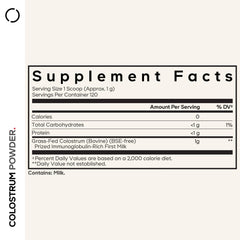 Codeage Bovine Colostrum powder with scoop for easy 1000 mg servings.