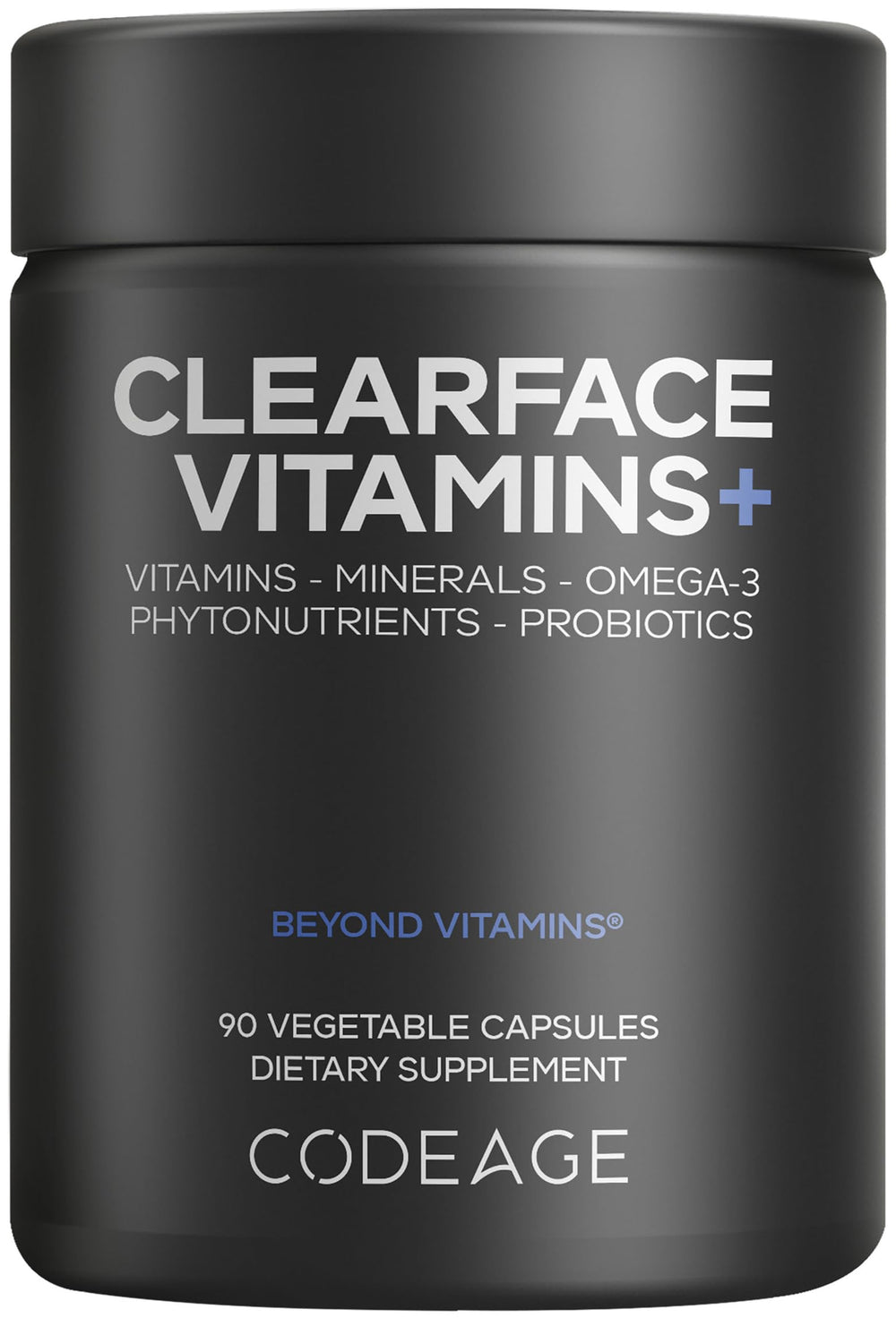 Codeage Clearface bottle with capsules for daily skin nutrition.