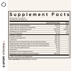 Close-up of Codeage E-Sport Capsules showing premium ingredients for cognitive support.