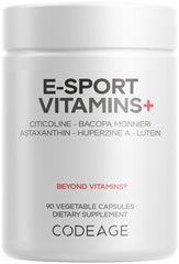 Codeage E-Sport Vitamins bottle displaying a balanced nootropic blend for focused gaming.