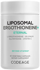Codeage Liposomal Ergothioneine+ bottle front showing compact daily capsules.
