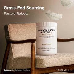 Codeage GLP-1 Collagen Powder highlights type I and III peptides.
