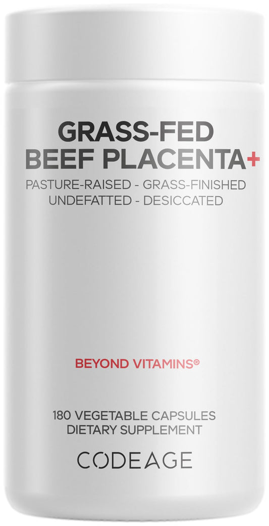 Codeage grass-fed beef placenta bottle with capsules for easy daily intake