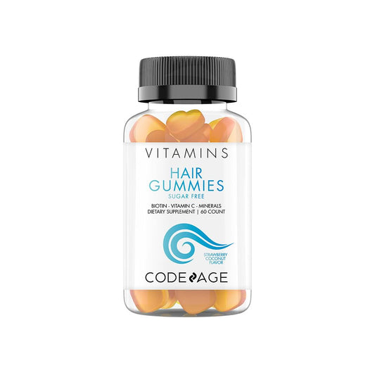 Codeage Hair Gummies bottle highlights biotin 5000 mcg for daily nourishment