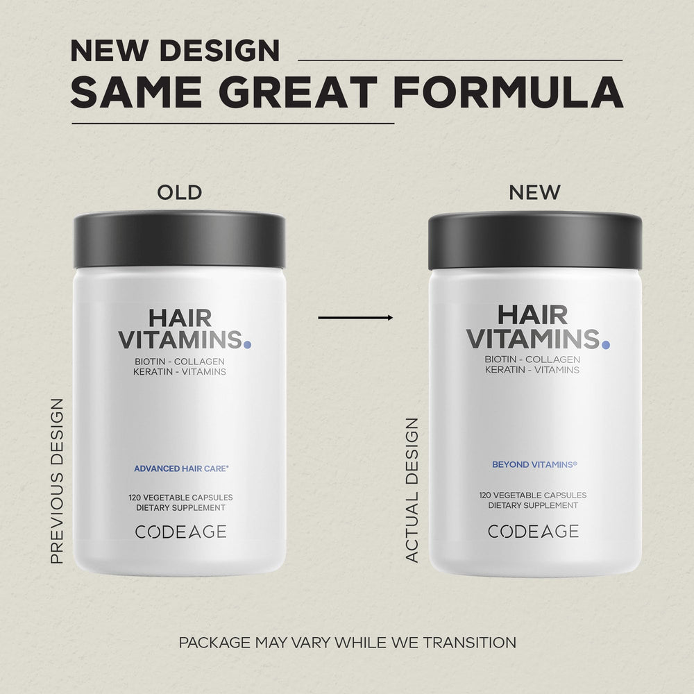 Codeage keratin bottle suggesting hair strength and resilience