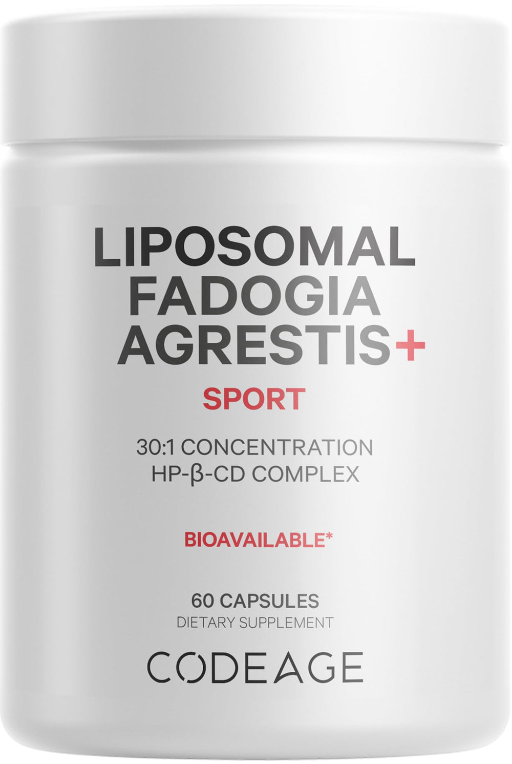 Codeage Liposomal Fadogia Agrestis bottle front, premium daily supplement