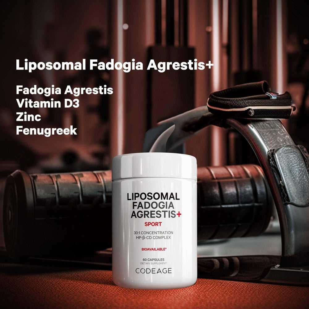 Codeage Liposomal Fadogia Agrestis ingredients panel shows 30:1 potency