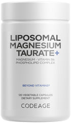 Codeage Liposomal Magnesium Taurate bottle promotes daily wellness with convenient capsules.