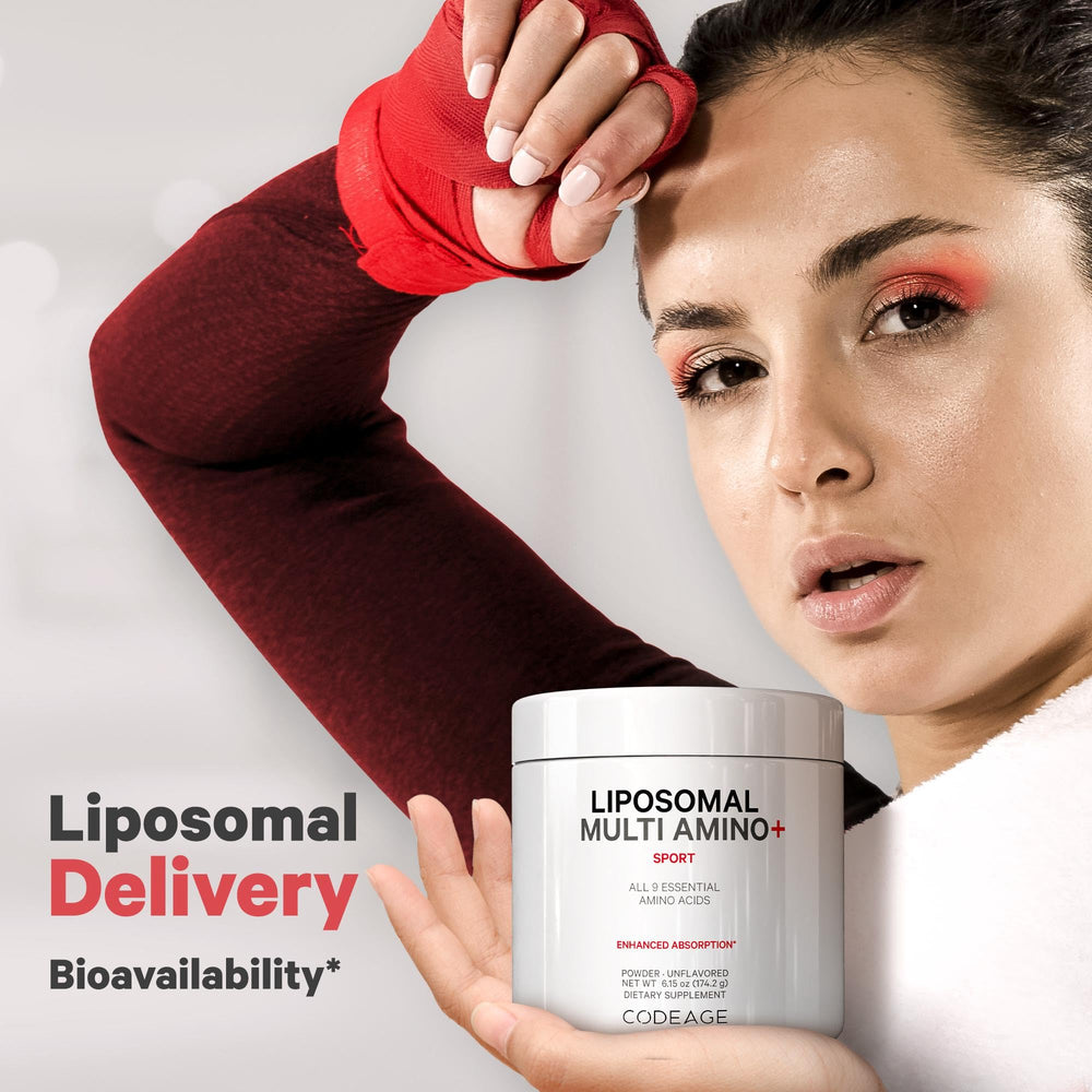 Codeage Liposomal Multi Amino+ packaging displayed on shelf.