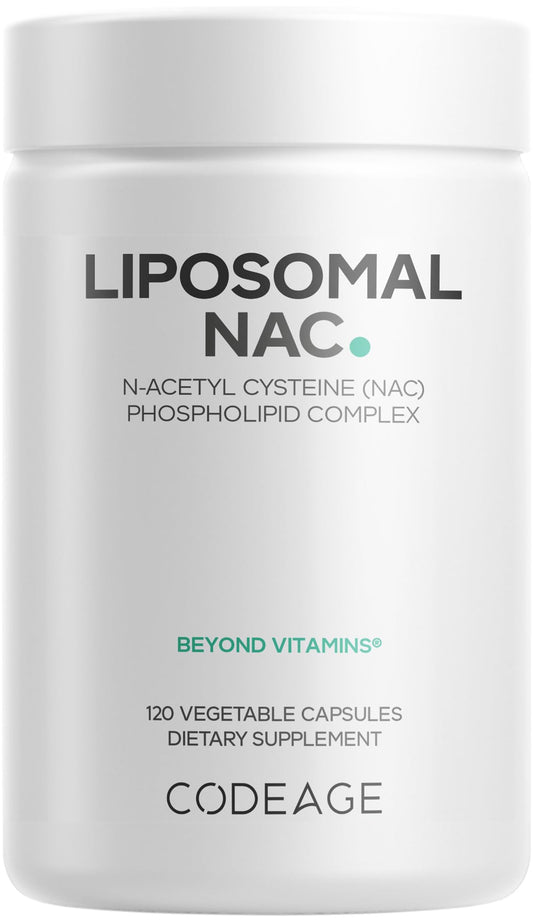 Codeage Liposomal NAC bottle showing a 2-month supply for daily use.