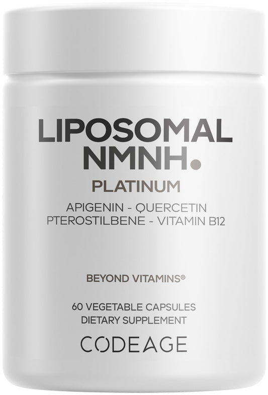 Codeage Liposomal NMNH Platinum bottle showing packaging for NAD+ precursor supplement