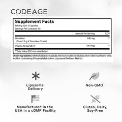 Codeage Liposomal Strontium bottle front view, convenient one-month supply.