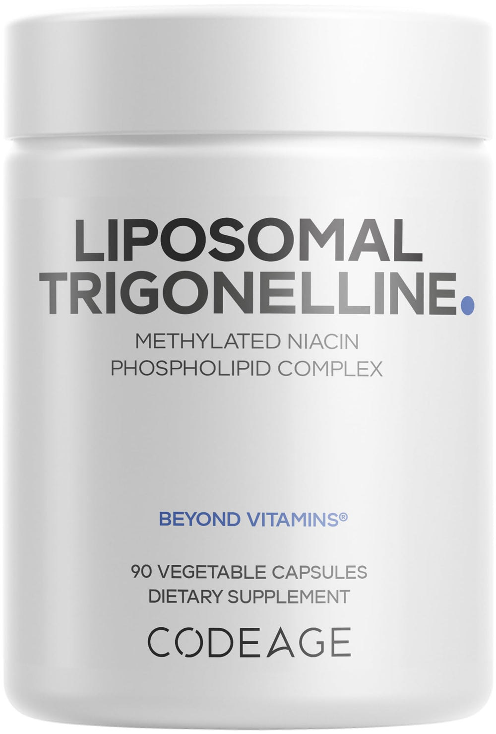 Codeage Liposomal Trigonelline bottle front view showing 250 mg capsules.