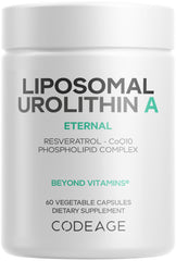 Codeage Liposomal Urolithin A bottle on shelf for daily wellness possibilities.