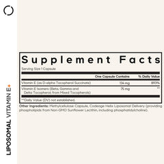 Codeage Liposomal Vitamin E bottle back view with dosage information