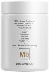 Codeage M-Burn ingredient panel shows EGCG, Berberine, and B12.