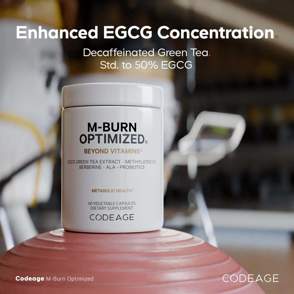 Codeage M-Burn label highlights vegan and allergen-free claims.