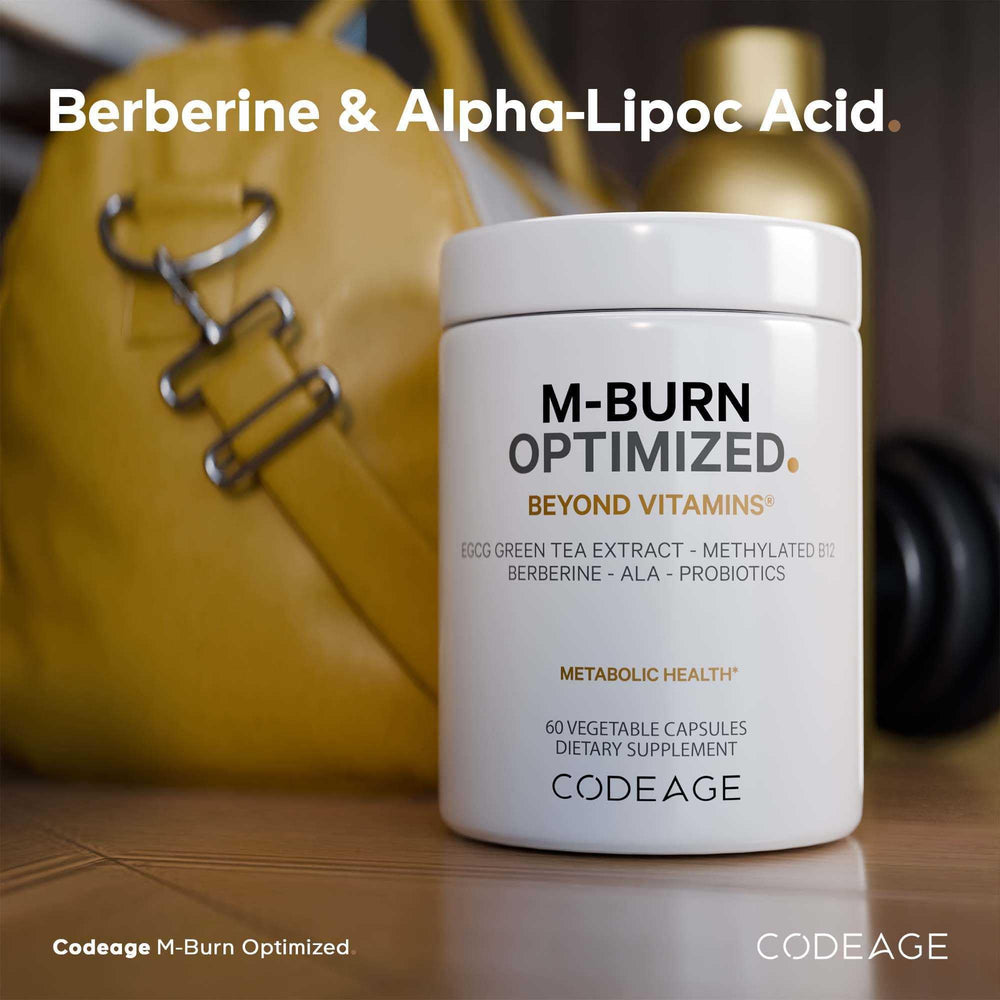 Codeage M-Burn probiotic capsules including Akkermansia for gut support.