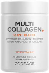 Codeage Multi Collagen Joint Blend bottle highlighting hyaluronic acid for hydration-friendly joints
