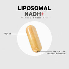 Codeage Liposomal NADH label close-up highlights quality manufacturing.