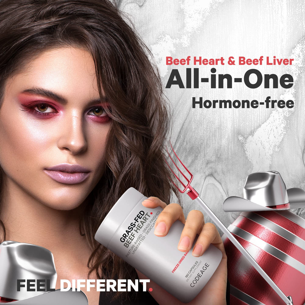 Codeage non-GMO hormone-free beef heart capsules on label