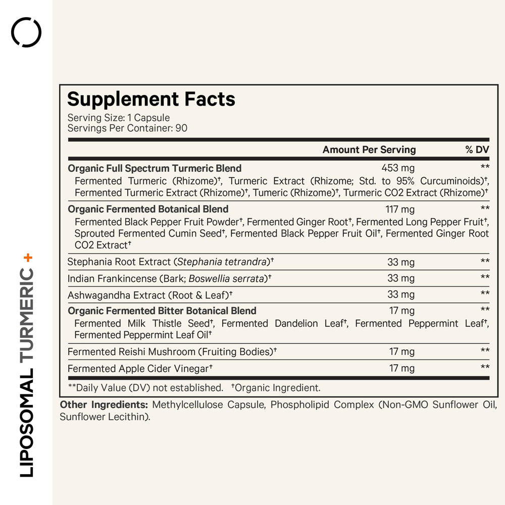 Codeage turmeric bottle label close-up highlighting 95% curcumin extract.