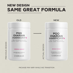 Codeage PQQ Ovarian Harmony label front with ingredients and benefits