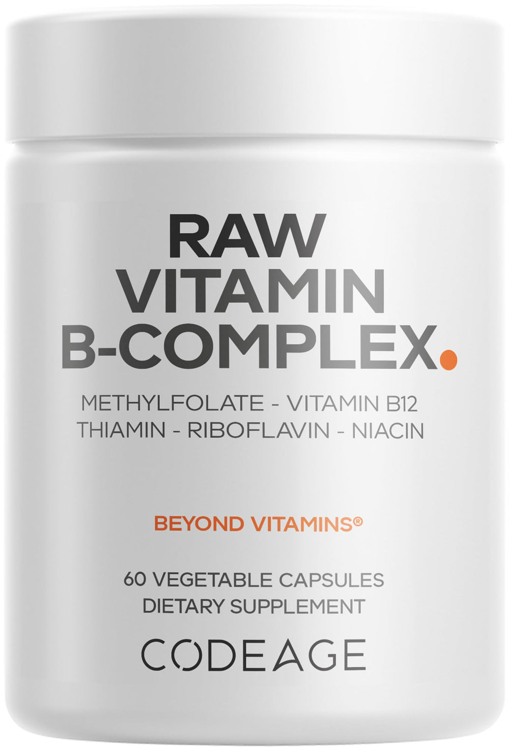 Codeage Raw Vitamin B-Complex bottle with capsules for daily energy