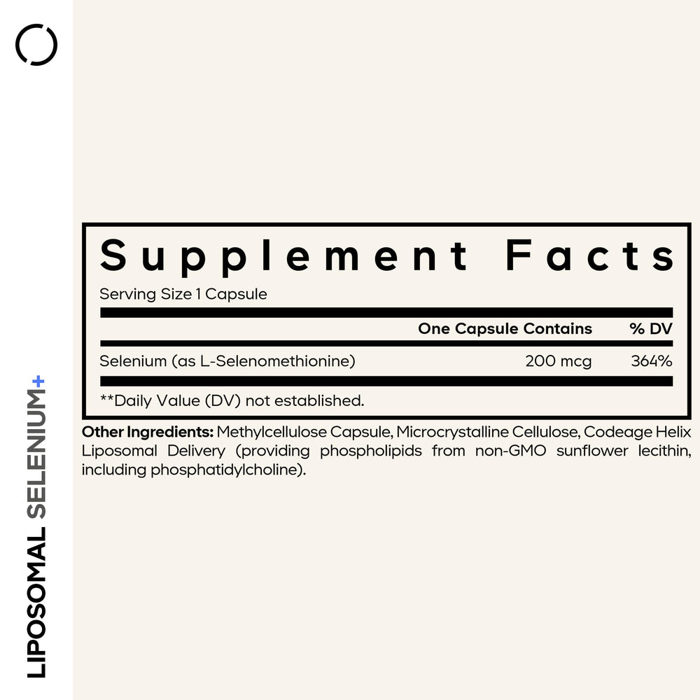 Codeage Selenium capsules closeup highlighting easy daily use.