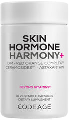 Codeage Skin Hormone Harmony+ bottle shown for daily skin support.