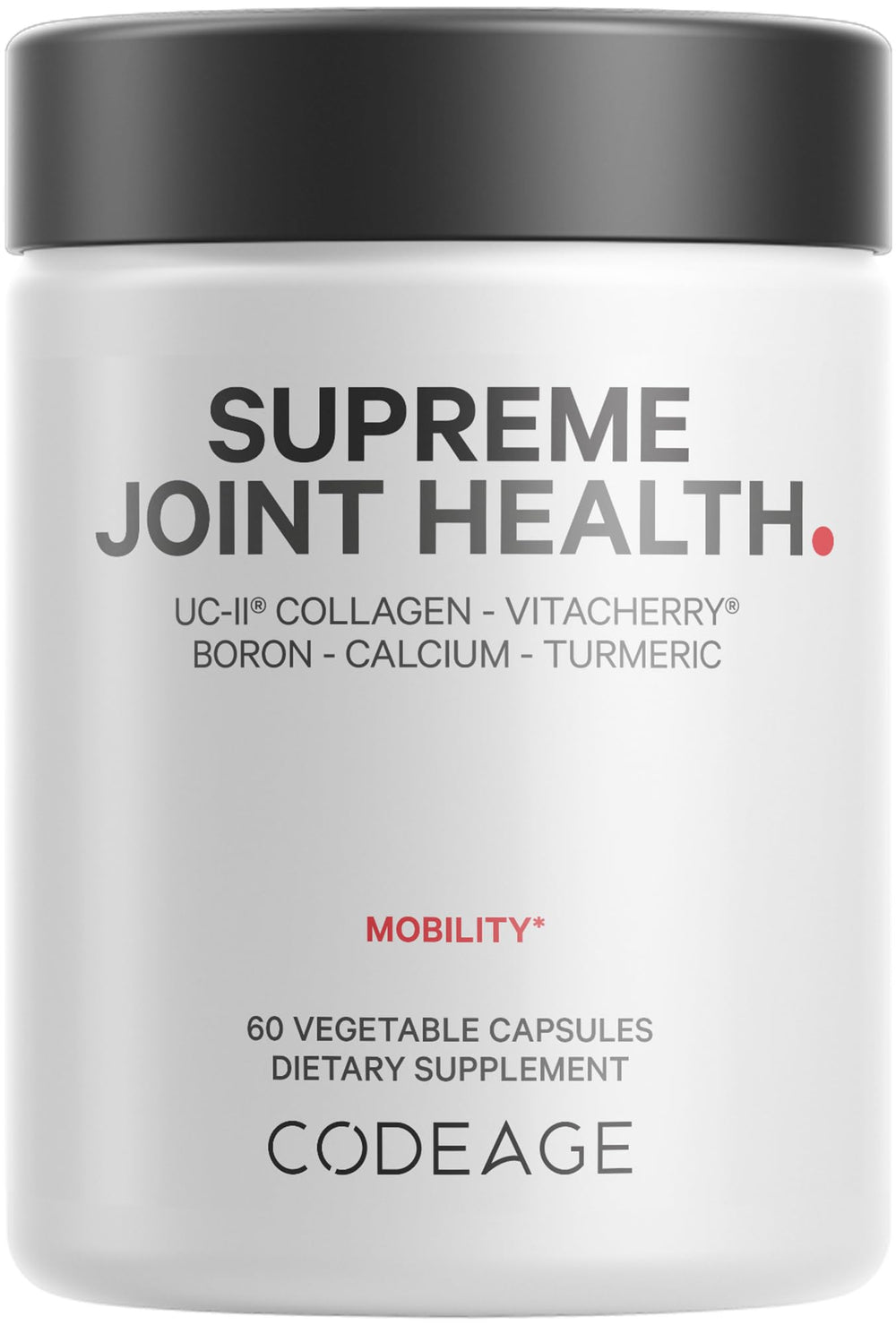 Codeage Supreme Joint Health bottle front view supports daily mobility.