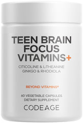 Codeage Teen Brain Focus bottle shows a two-month supply for teen daily use.