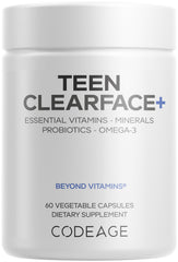 Codeage Teen Clearface bottle front view for teen skin support.