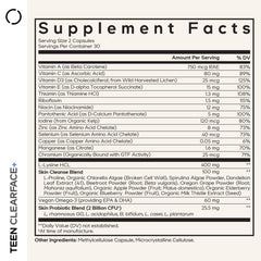 Close-up of Codeage Teen Clearface capsules highlighting vegan formula.